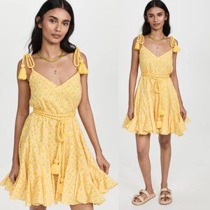 NWT Rhode Casey Mini Dress Sz M in Love Lockdown Yellow Tie Shoulder Straps